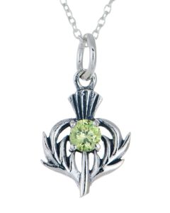 Sterling Silver Celtic Thistle August Birthstone Pendant Necklace
