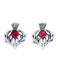 Sterling Silver Thistle July Birthstone Stud Earrings