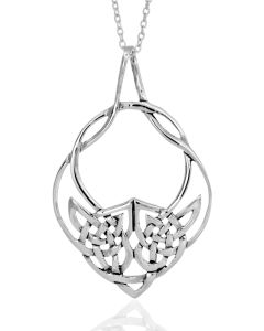 Sterling Silver Celtic Knot Round Open Charm Necklace
