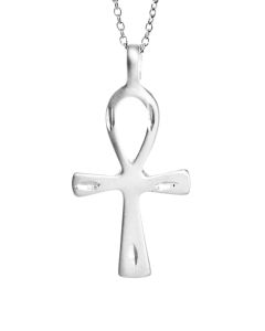 Sterling Silver Diamond Cut Ankh Necklace