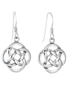 Sterling Silver Round Open Celtic Knot Dangle Drop Earrings