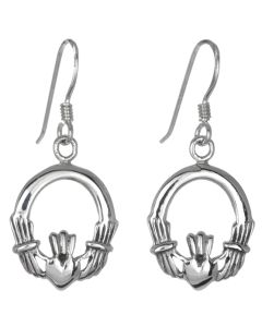 Sterling Silver Celtic Claddagh Drop Earrings