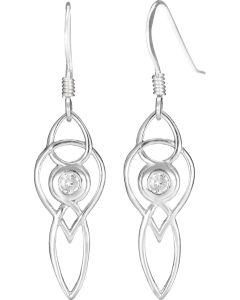 Sterling Silver Celtic interlace earrings  with clear stone. 