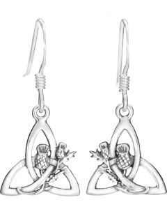 Sterling Silver Trinity Knot Earring with  Scottish Thistle overlay