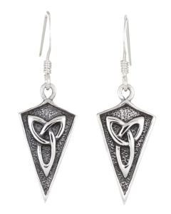 Sterling Silver Celtic Triangular Trinity Knot Earrings