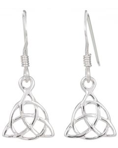 Sterling Silver Triquetra circle interlaced Celtic drop earrings