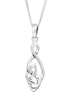 Sterling Silver Celtic Triskele Drop Pendent Necklace