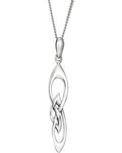 Sterling Silver Celtic Triskele Drop Pendent Necklace