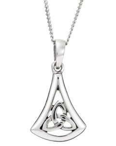 Sterling Silver Celtic Triskele Drop Pendent Necklace