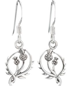 Sterling Silver Thistle drop earrings