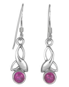 Sterling Silver Celtic Drop Leaf July Birthstone Earrings