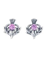 Sterling Silver Thistle October Birthstone Stud Earrings