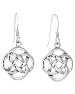 Sterling Silver Round Open Celtic Knot Dangle Drop Earrings