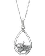 Sterling Silver  Highland Cow Necklace