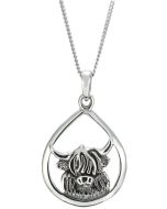 Sterling Silver Highland Cow  Necklace