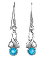 Sterling Silver Celtic Drop Leaf December Birthstone Earrings