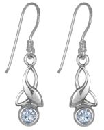 Sterling Silver Celtic Drop Leaf June Birthstone Earrings