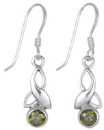 May Birthstone Earrings in Sterling Silver Celtic Hook style